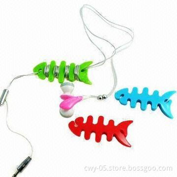 Silicone earphone cable winder, fish style,weighs 8g